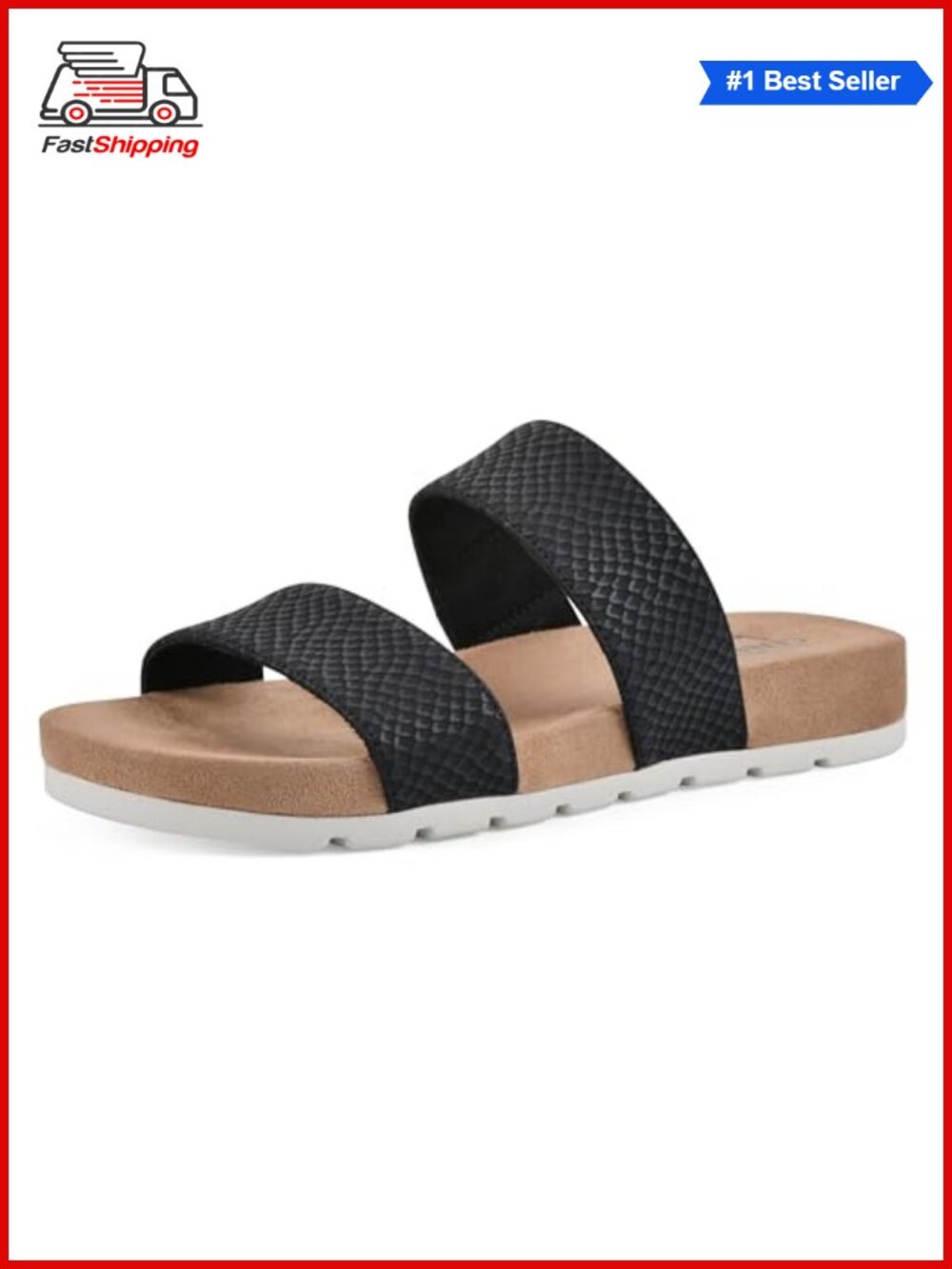 Women's Cushioned Slide Sandal Double Strap Outdoor Casual Slip On